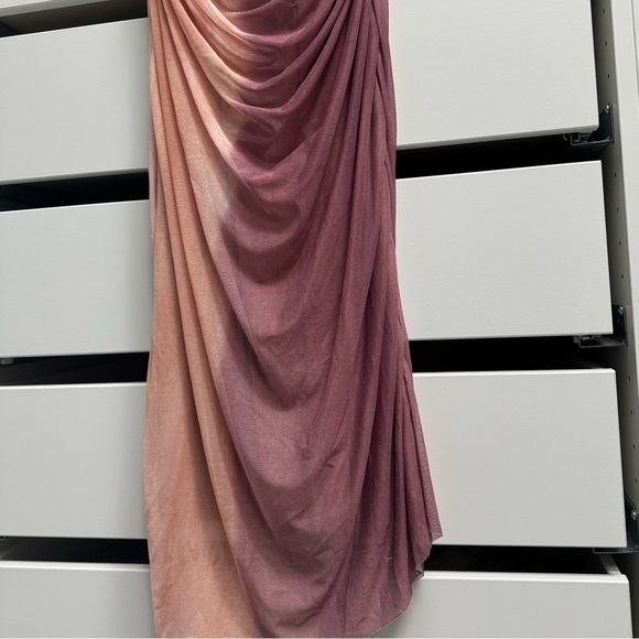 ZARA Sleeveless Split Tone Tie Dye Pink Coral Tulle Dress NWT Size Large - Picture 12 of 16